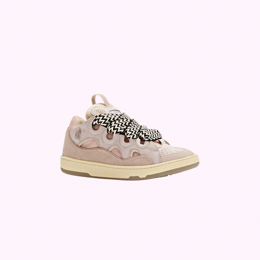 LEATHER CURB SNEAKERS-PINK